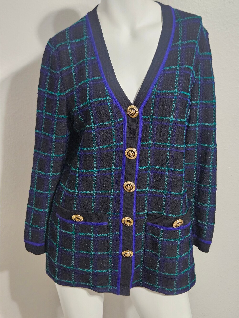 Vintage St John Collection by marie gray Women's Plaid Tailored Plaid Jacket